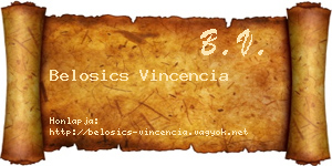 Belosics Vincencia névjegykártya